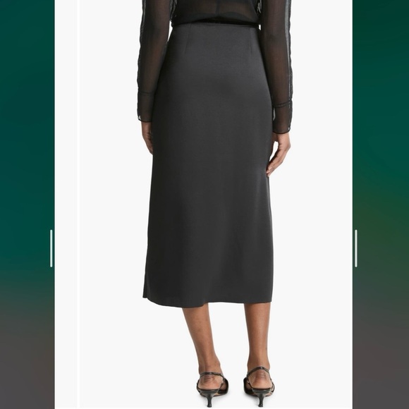 Vince Charcoal Midi Skirt with Side Slit in Black Size 4 - Picture 3 of 7